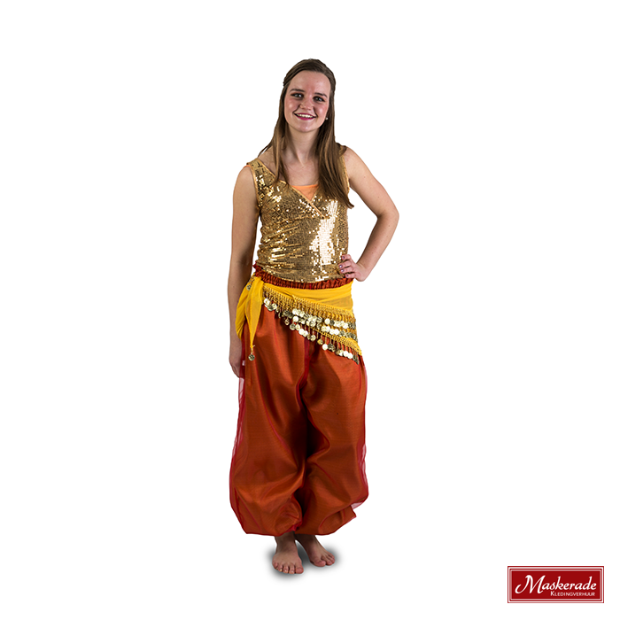 Arabisch kostuum oranje goud