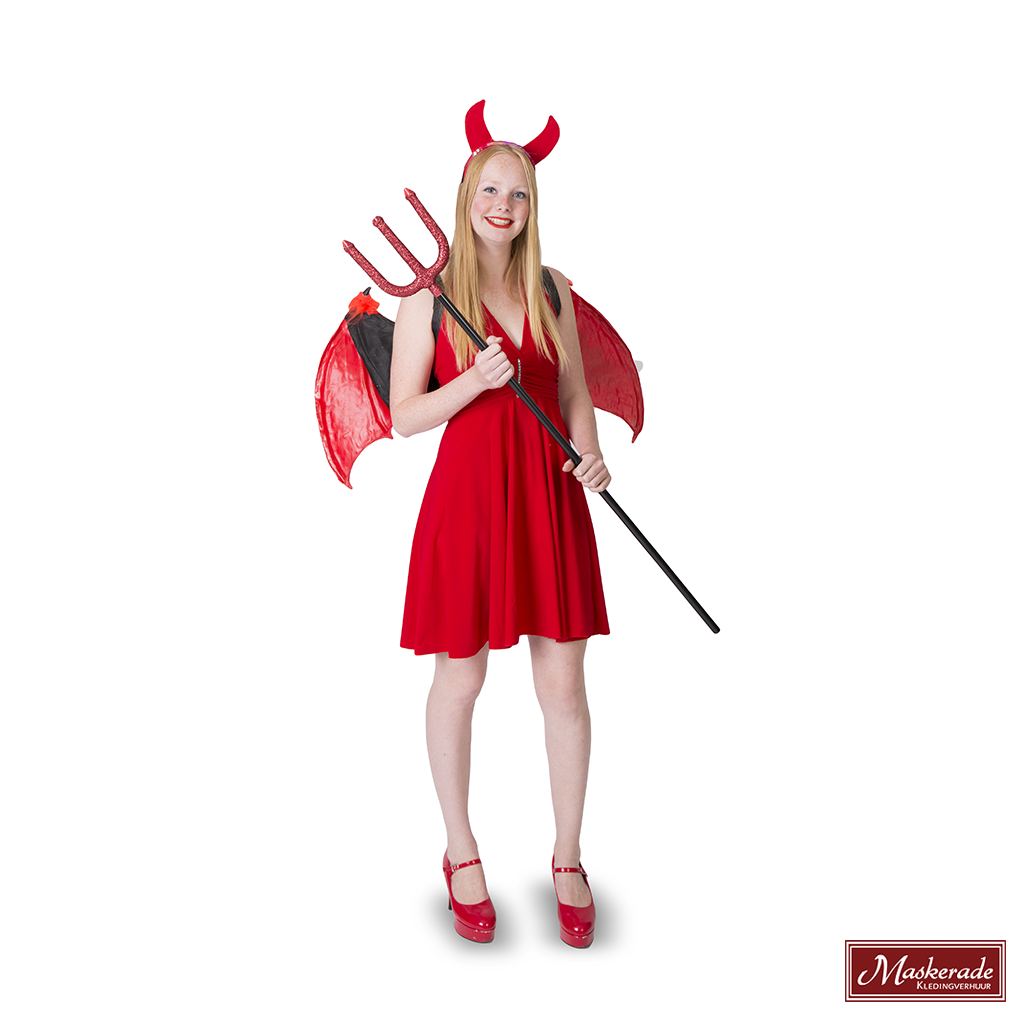 Wedstrijd argument stok Sexy duivel jurkje rood huren bij Maskerade Kledingverhuur