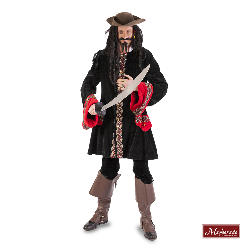 Piraat luxe in zwart huren Maskerade Kledingverhuur