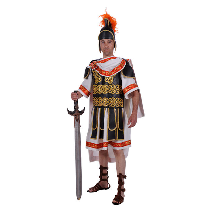 Luxe leren Romeinse soldatenuniform cape huren bij
