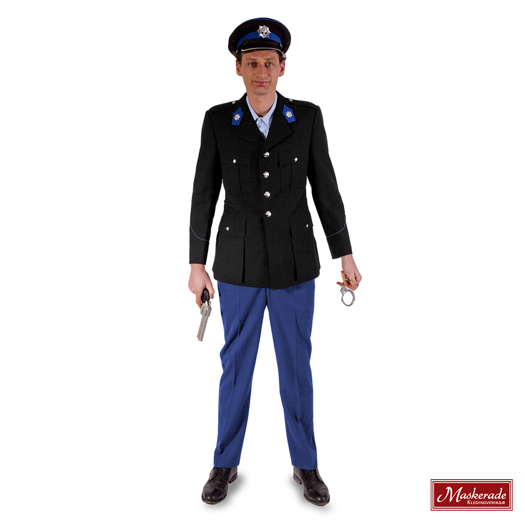 Negen Miles Verhuizer Uniform Politiepak met pet huren bij Maskerade Kledingverhuur