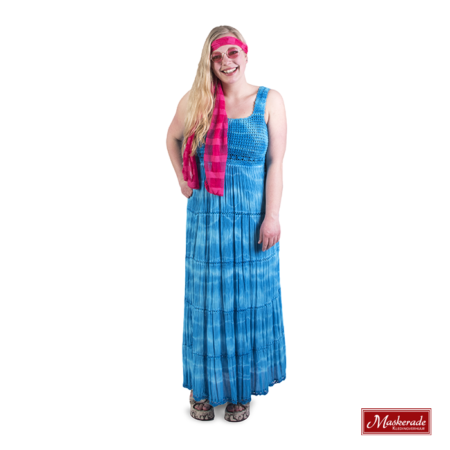 blauwe hippie jurk