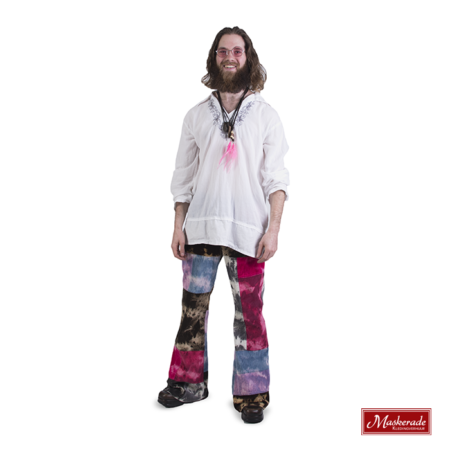 Witte hippie blouse en gekleurde broek