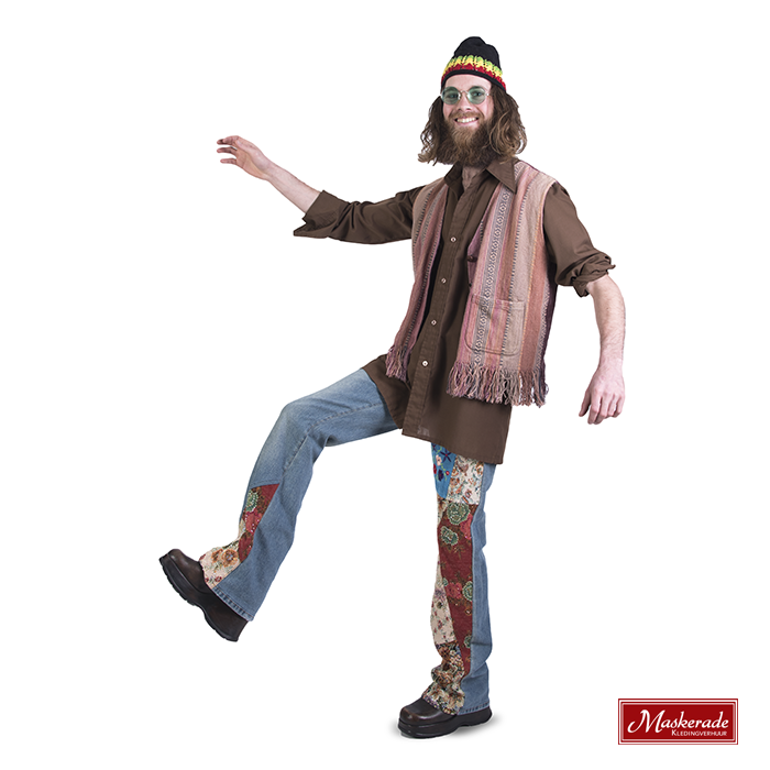 Bruine hippie blouse met broek en gilet